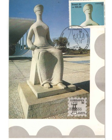 1990 MÁXIMO POSTAL OFICIAL 148 - LUBRAPEX 90 - ESCULTURAS "A JUSTIÇA" 7489b